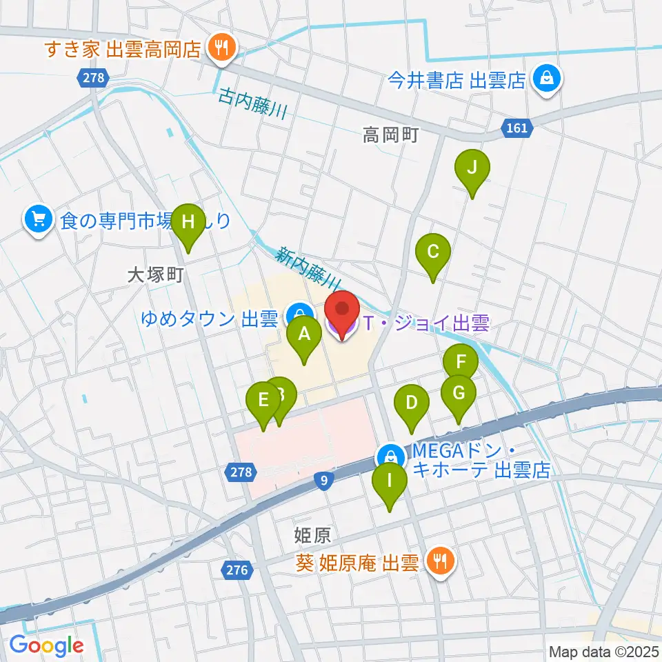 T・ジョイ出雲周辺の駐車場・コインパーキング一覧地図