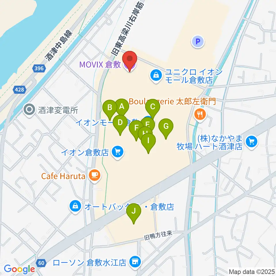 MOVIX倉敷周辺の駐車場・コインパーキング一覧地図