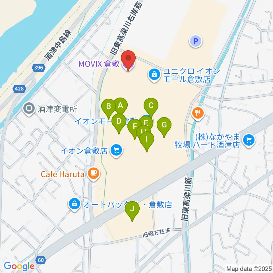MOVIX倉敷周辺の駐車場・コインパーキング一覧地図