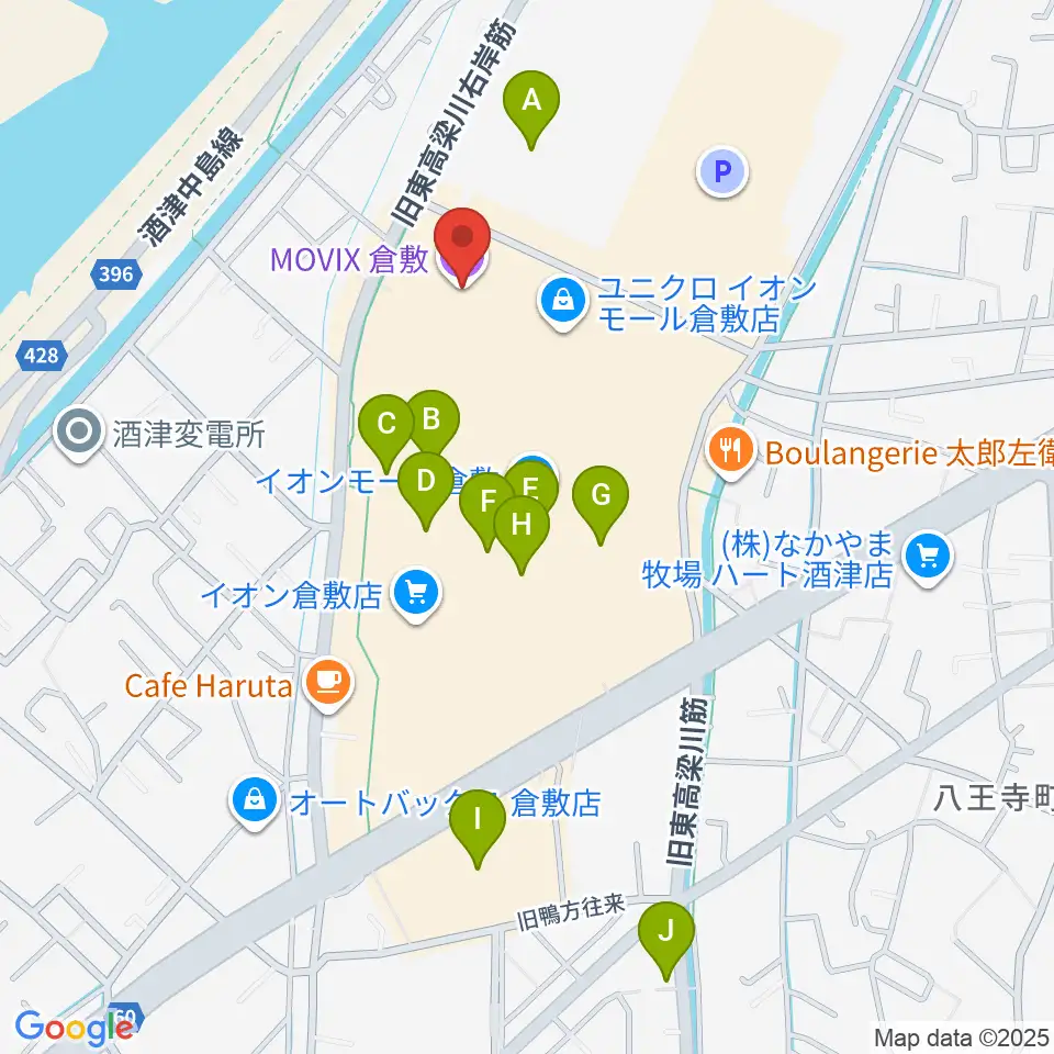 MOVIX倉敷周辺の駐車場・コインパーキング一覧地図