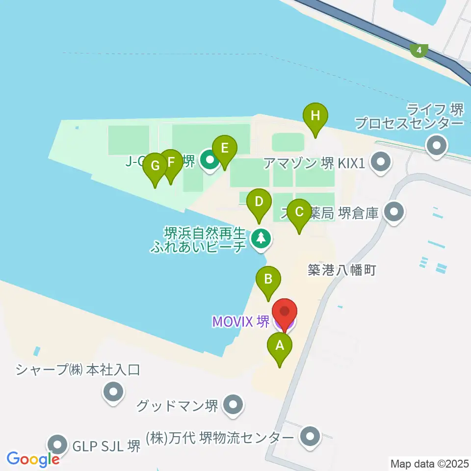 MOVIX堺周辺の駐車場・コインパーキング一覧地図