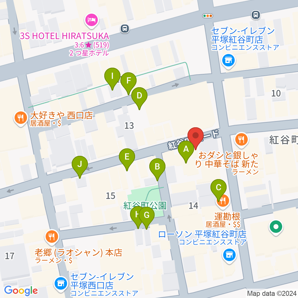 平塚ピアノフォルテ周辺の駐車場・コインパーキング一覧地図