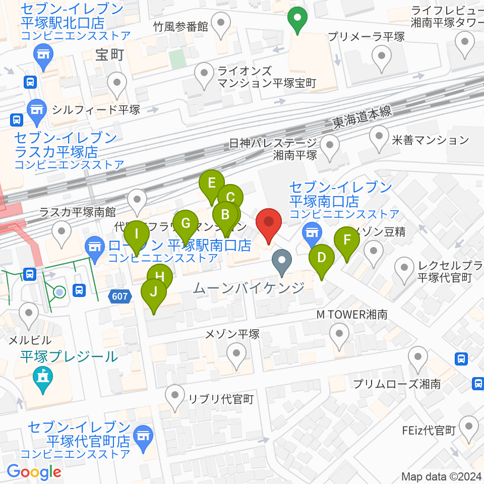 新堀ギター音楽院 平塚教室周辺の駐車場・コインパーキング一覧地図