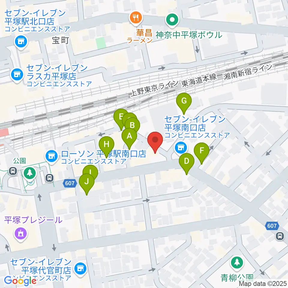 新堀ギター音楽院 平塚教室周辺の駐車場・コインパーキング一覧地図