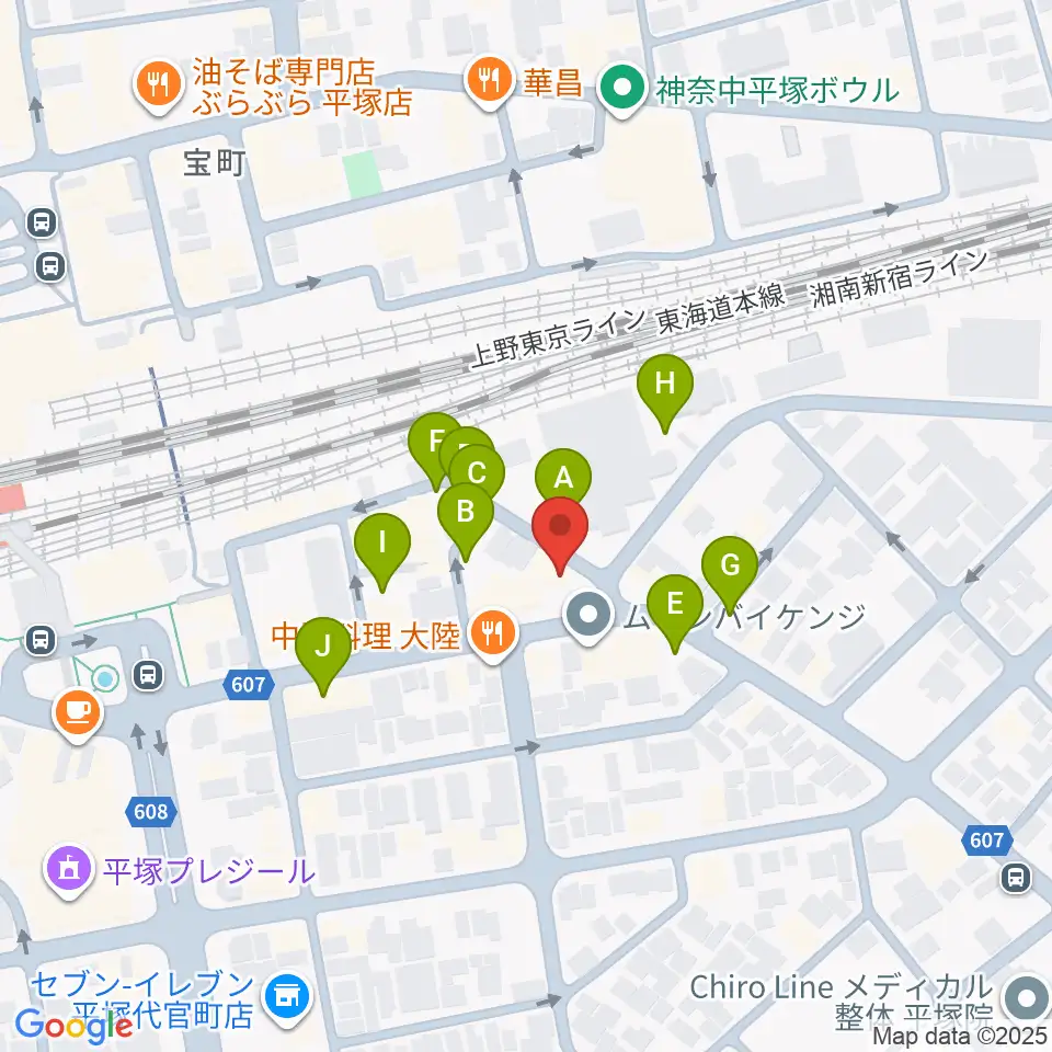 新堀ギター音楽院 平塚教室周辺の駐車場・コインパーキング一覧地図