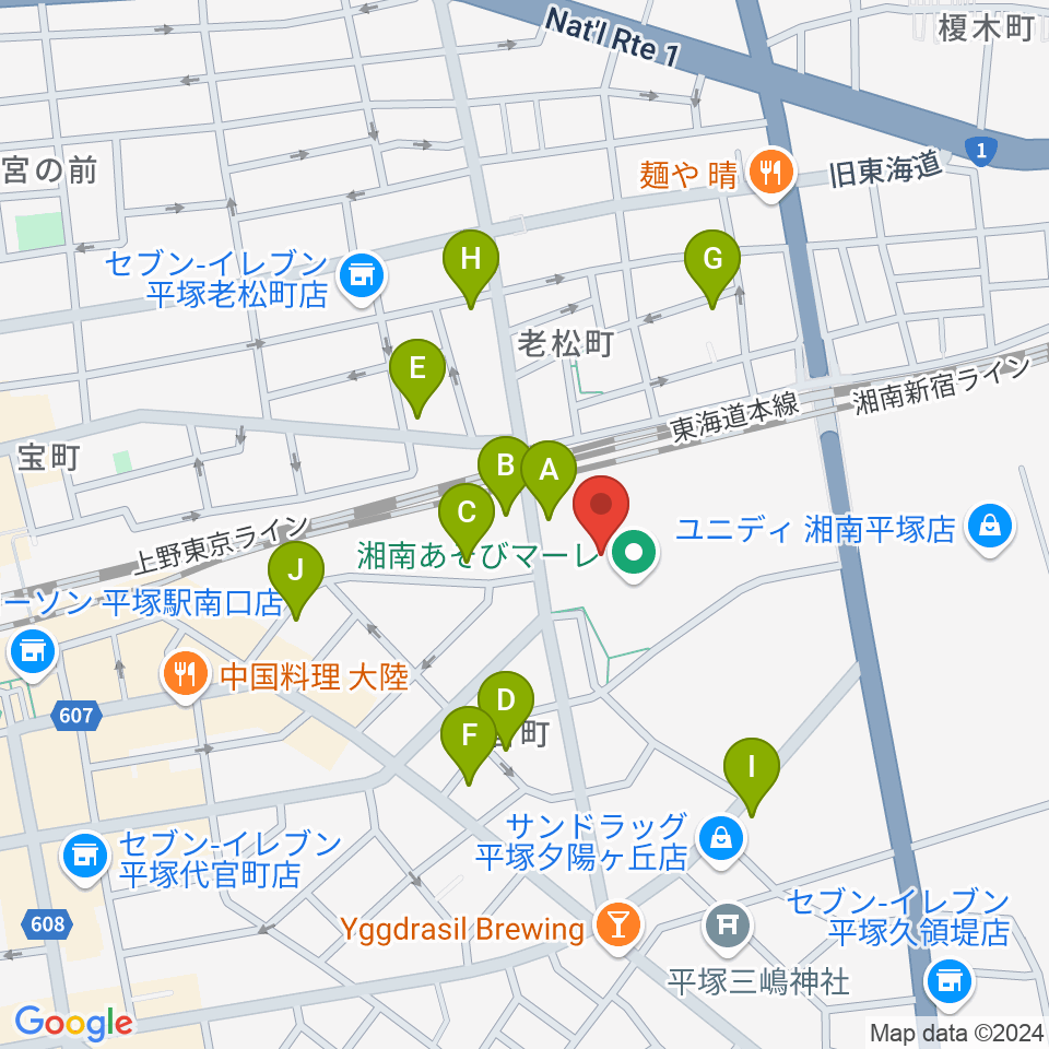 シネプレックス平塚周辺の駐車場・コインパーキング一覧地図