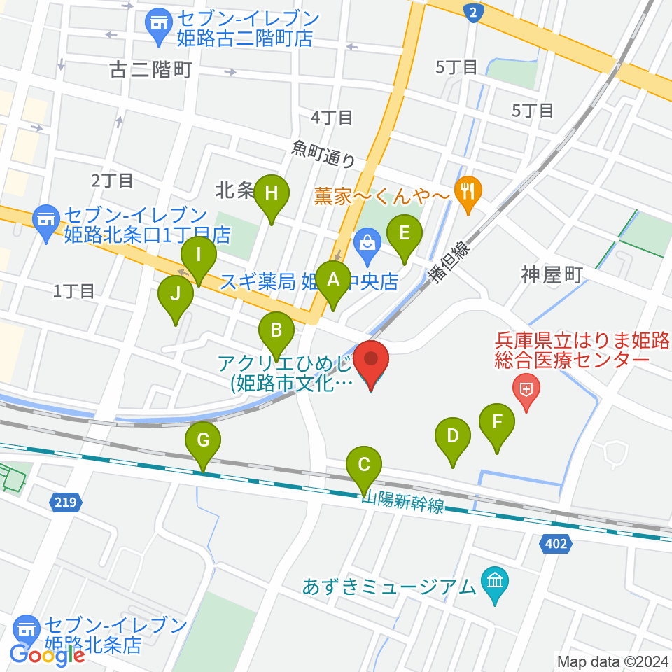 アクリエひめじ周辺の駐車場・コインパーキング一覧地図