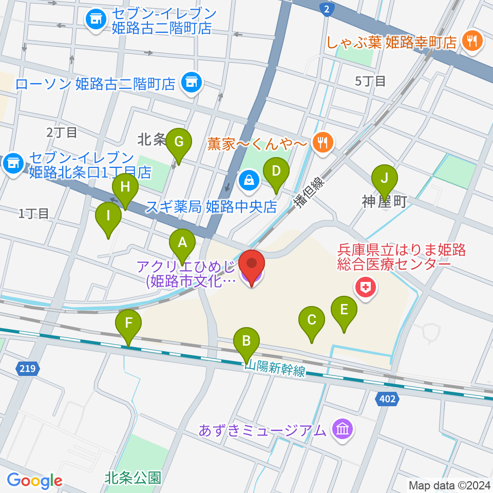 アクリエひめじ周辺の駐車場・コインパーキング一覧地図