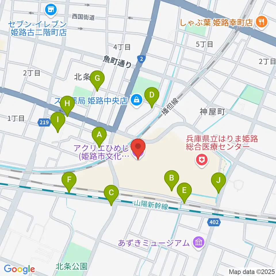 アクリエひめじ周辺の駐車場・コインパーキング一覧地図