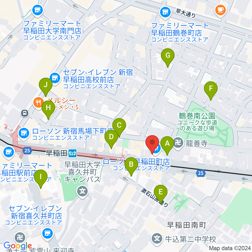 早稲田RiNen(リネン)周辺の駐車場・コインパーキング一覧地図