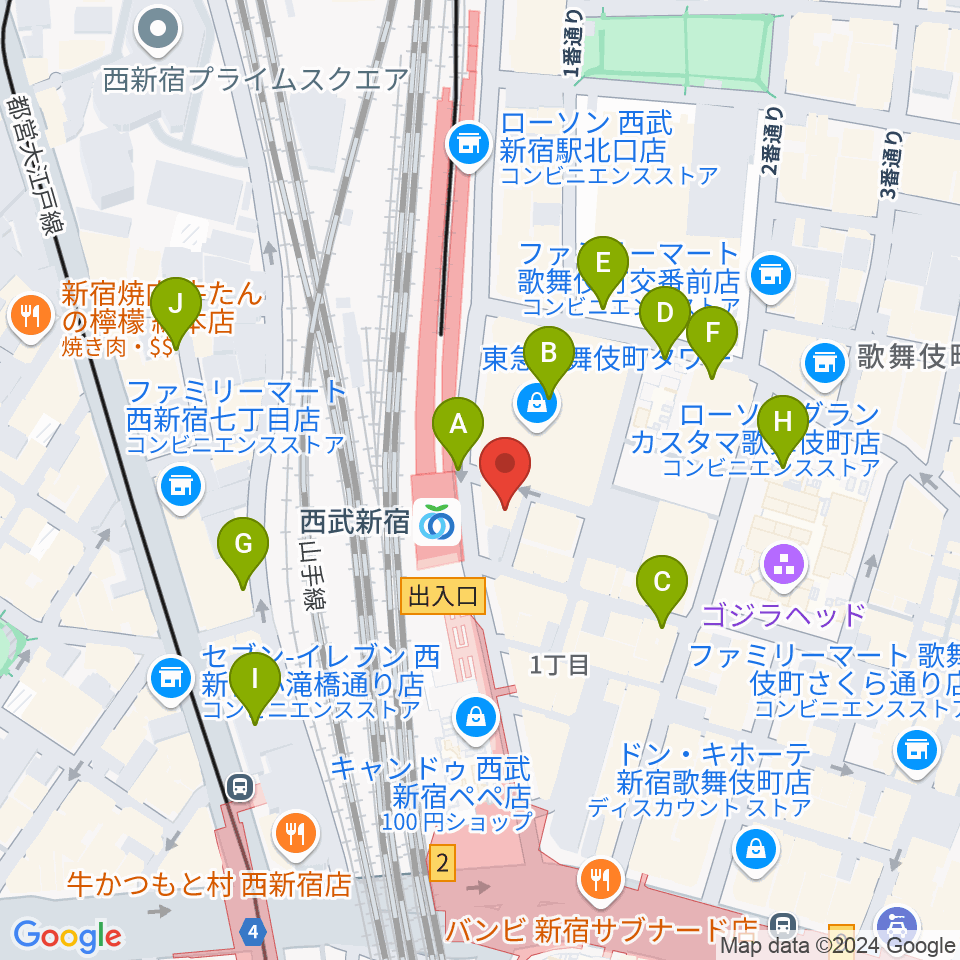 新宿ロックカフェロフト周辺の駐車場・コインパーキング一覧地図