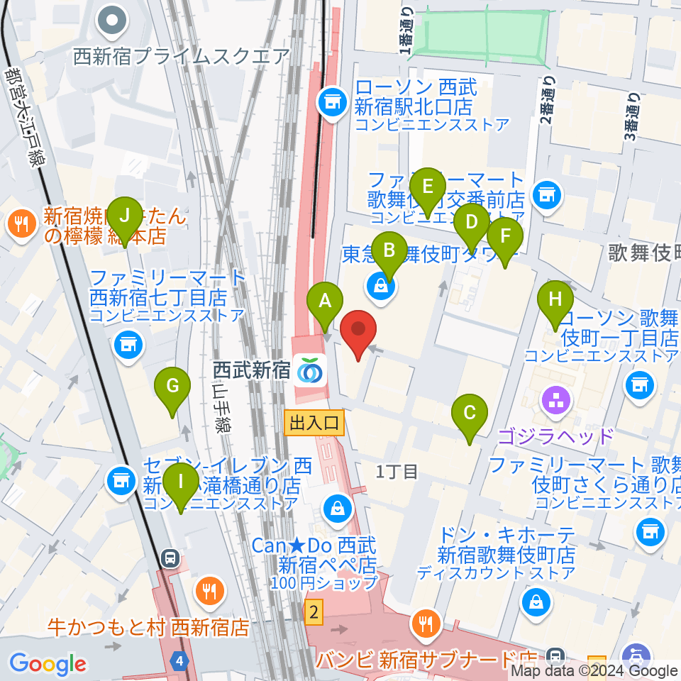 新宿ロックカフェロフト周辺の駐車場・コインパーキング一覧地図