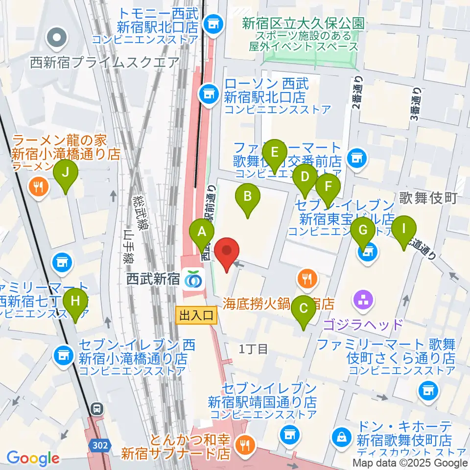 新宿ロックカフェロフト周辺の駐車場・コインパーキング一覧地図