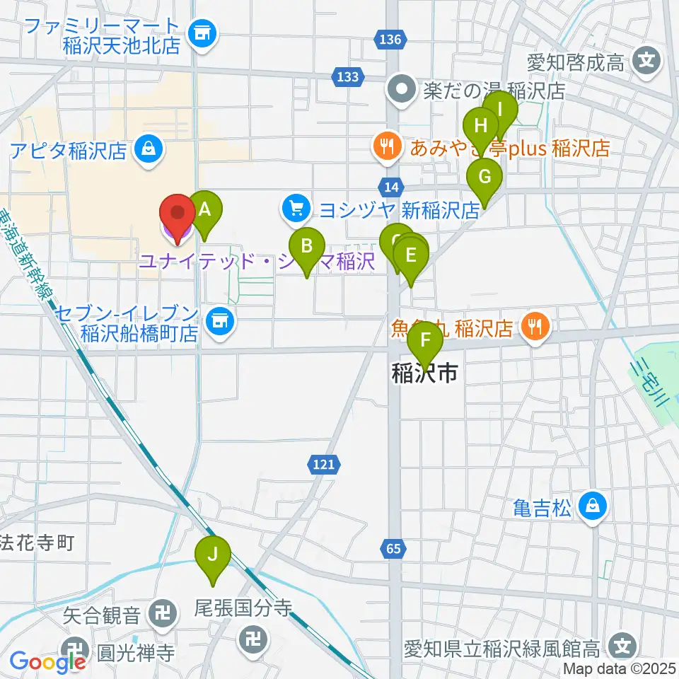 ユナイテッド・シネマ稲沢周辺の駐車場・コインパーキング一覧地図