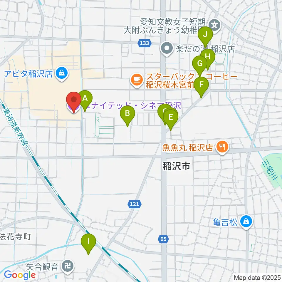 ユナイテッド・シネマ稲沢周辺の駐車場・コインパーキング一覧地図