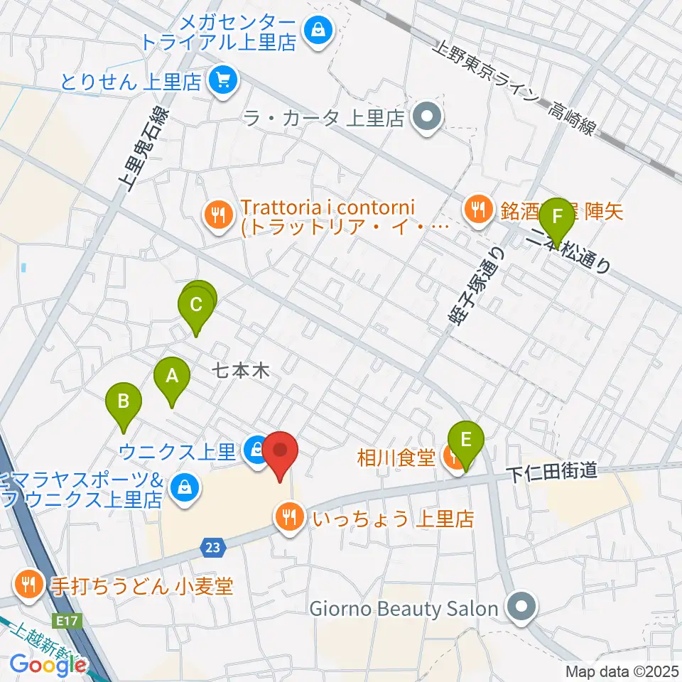 ユナイテッド・シネマ ウニクス上里周辺の駐車場・コインパーキング一覧地図