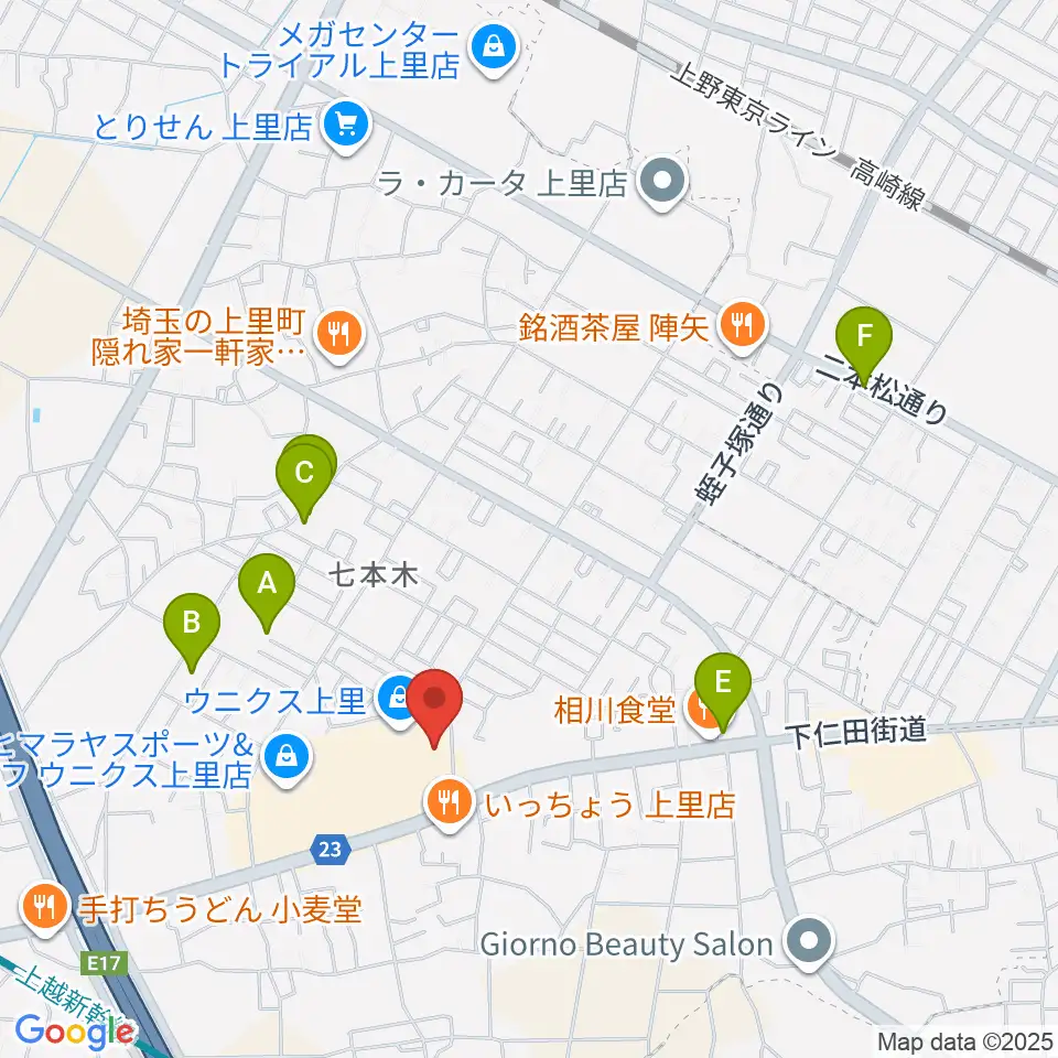 ユナイテッド・シネマ ウニクス上里周辺の駐車場・コインパーキング一覧地図