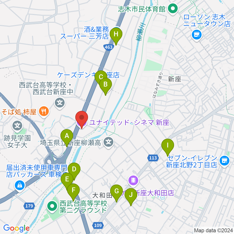 ユナイテッド・シネマ新座周辺の駐車場・コインパーキング一覧地図