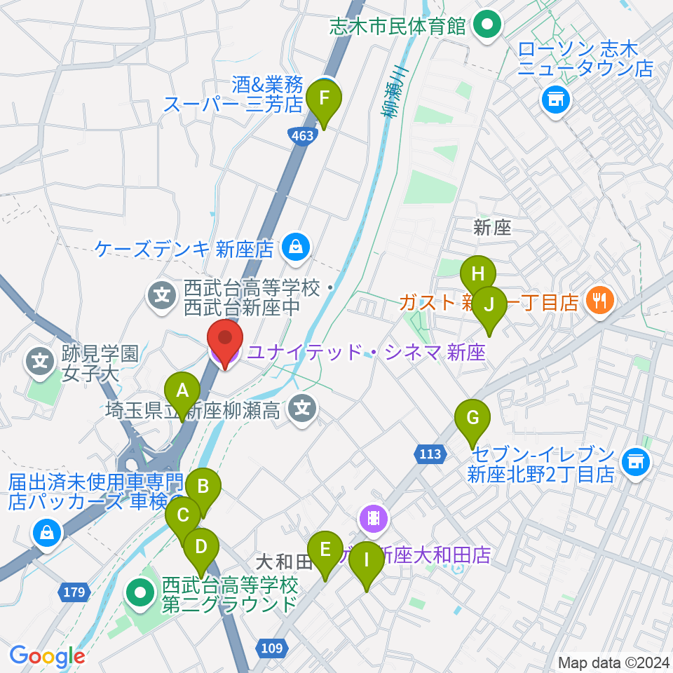 ユナイテッド・シネマ新座周辺の駐車場・コインパーキング一覧地図