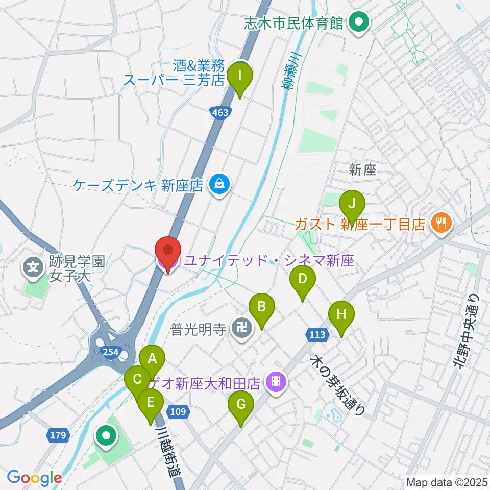 ユナイテッド・シネマ新座周辺の駐車場・コインパーキング一覧地図