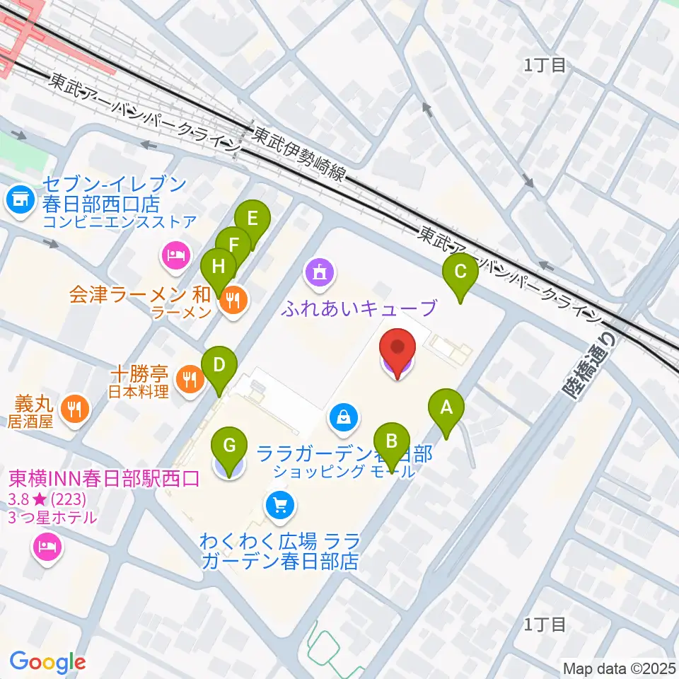 ユナイテッド・シネマ春日部周辺の駐車場・コインパーキング一覧地図