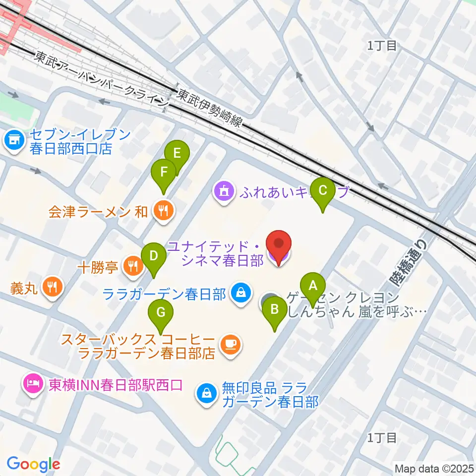 ユナイテッド・シネマ春日部周辺の駐車場・コインパーキング一覧地図