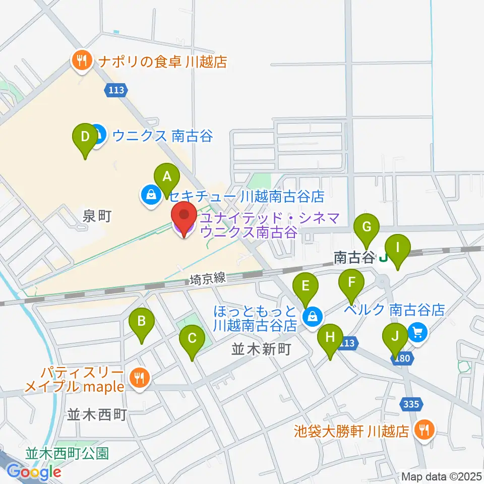 ユナイテッド・シネマ ウニクス南古谷周辺の駐車場・コインパーキング一覧地図