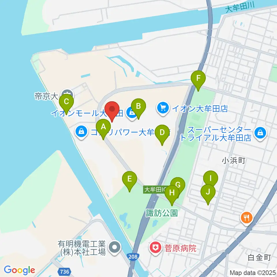 セントラルシネマ大牟田周辺の駐車場・コインパーキング一覧地図