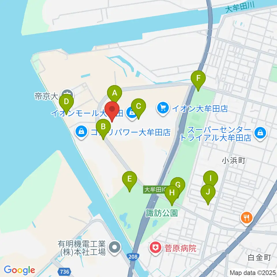 セントラルシネマ大牟田周辺の駐車場・コインパーキング一覧地図