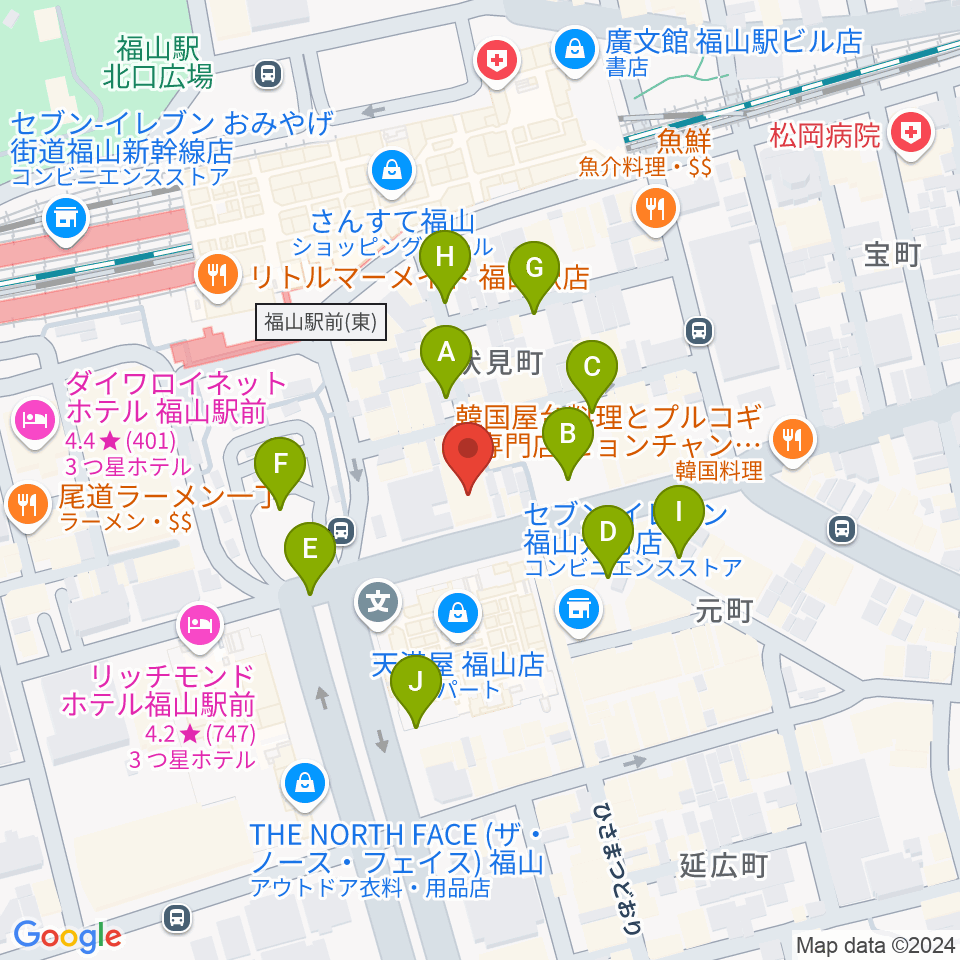 福山駅前シネマモード周辺の駐車場・コインパーキング一覧地図