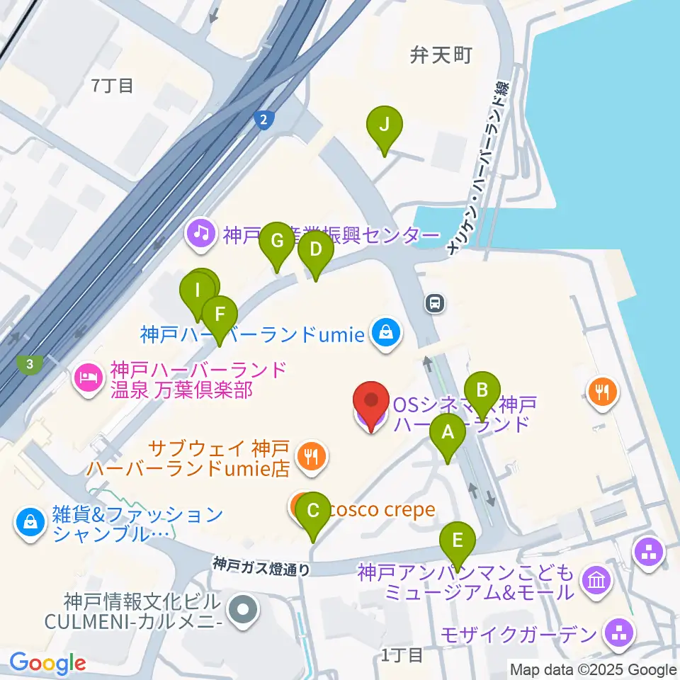 OSシネマズ神戸ハーバーランド周辺の駐車場・コインパーキング一覧地図