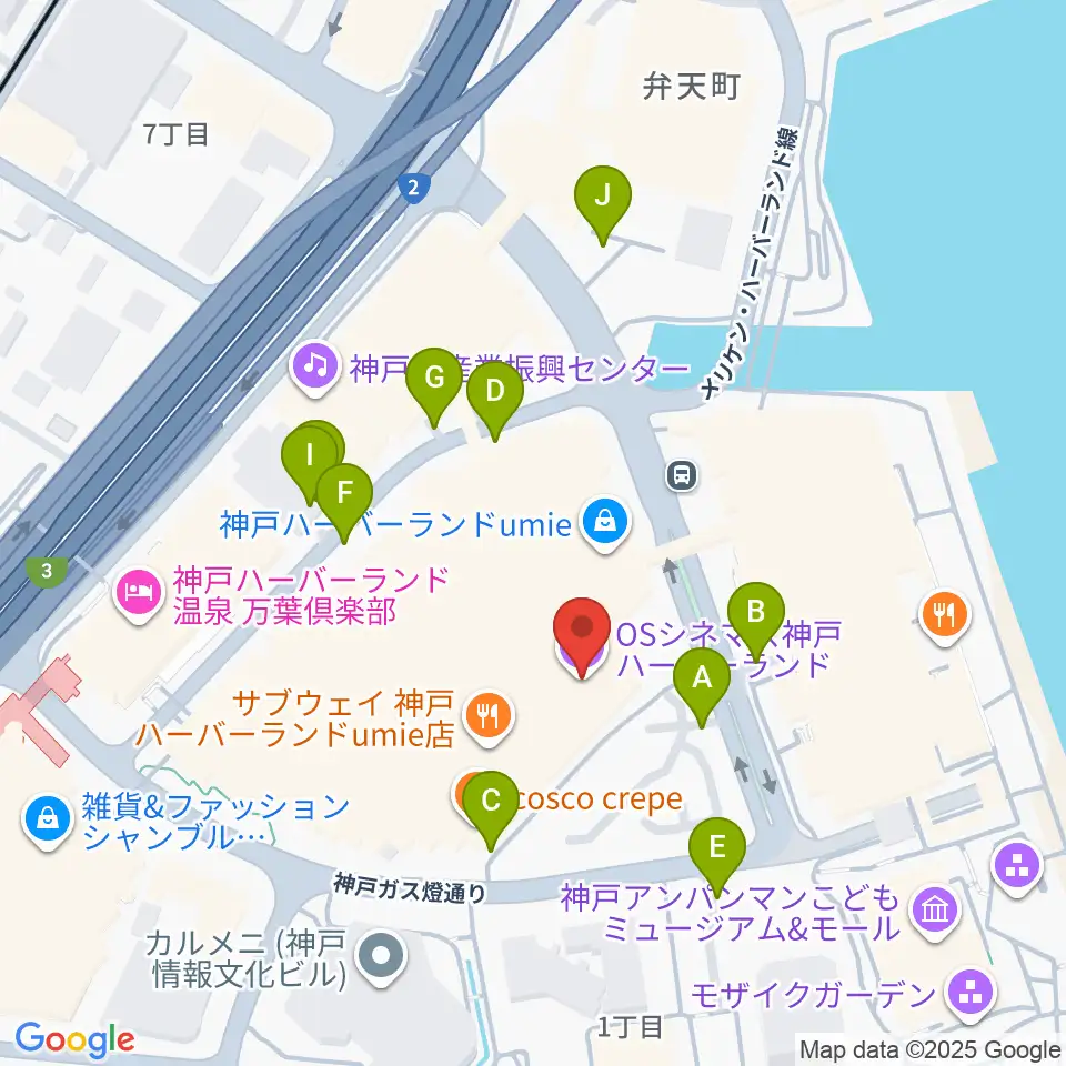 OSシネマズ神戸ハーバーランド周辺の駐車場・コインパーキング一覧地図