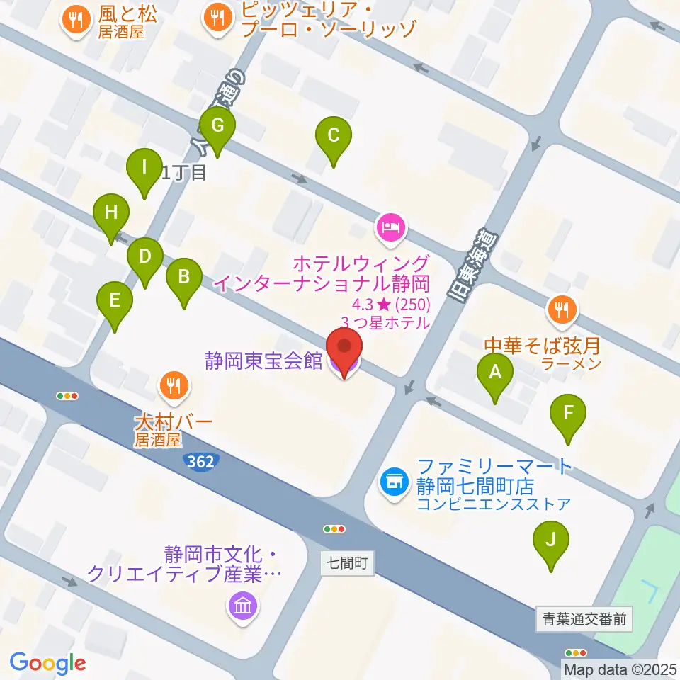 静岡東宝会館周辺の駐車場・コインパーキング一覧地図