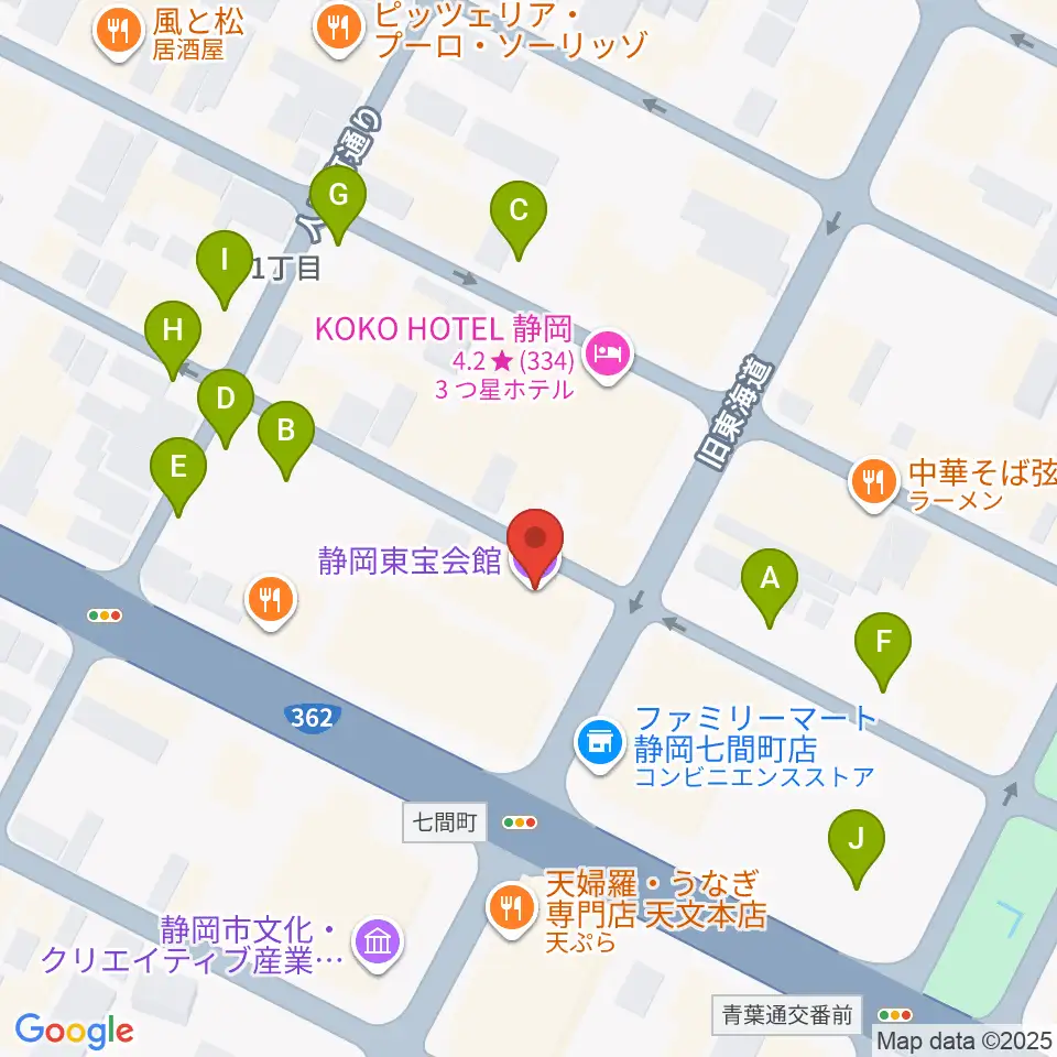 静岡東宝会館周辺の駐車場・コインパーキング一覧地図