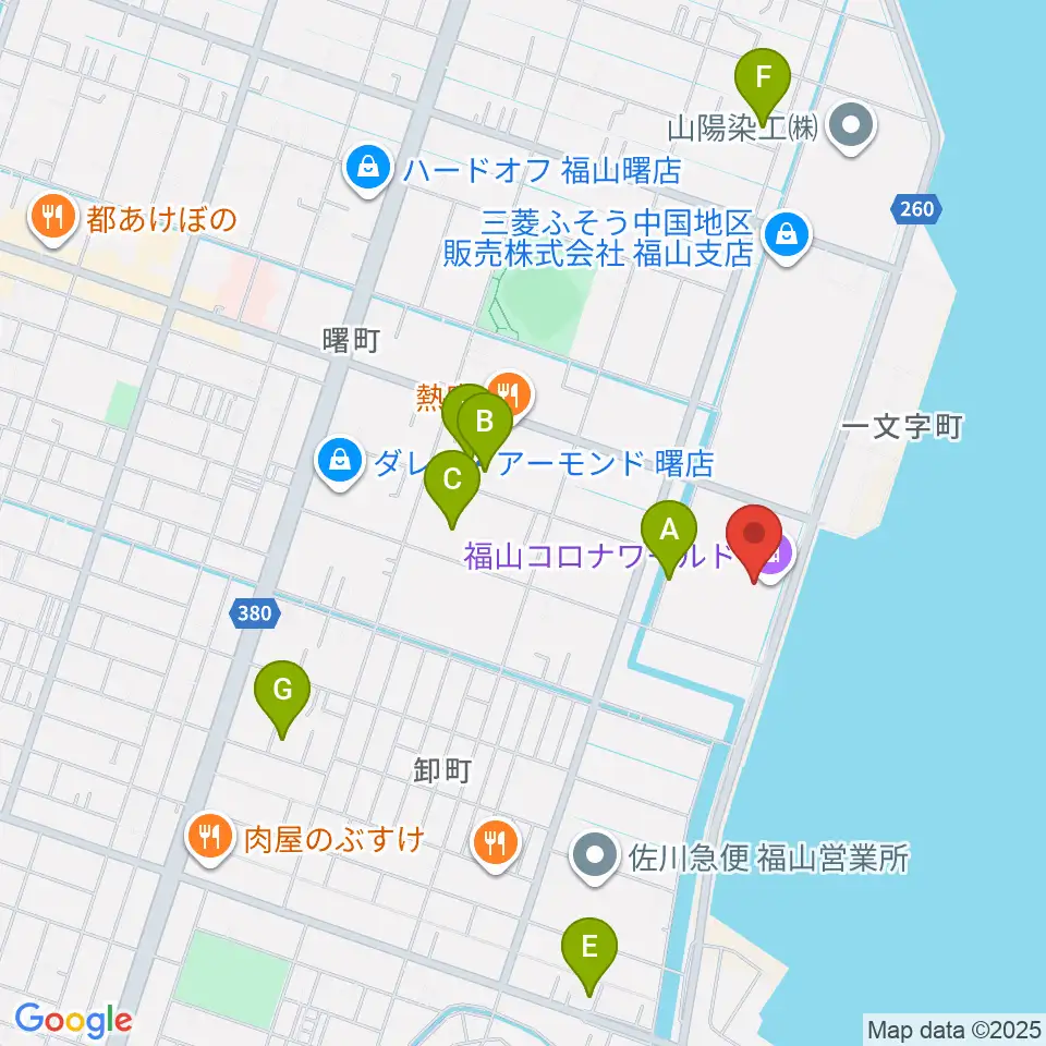 シネマワールド福山周辺の駐車場・コインパーキング一覧地図