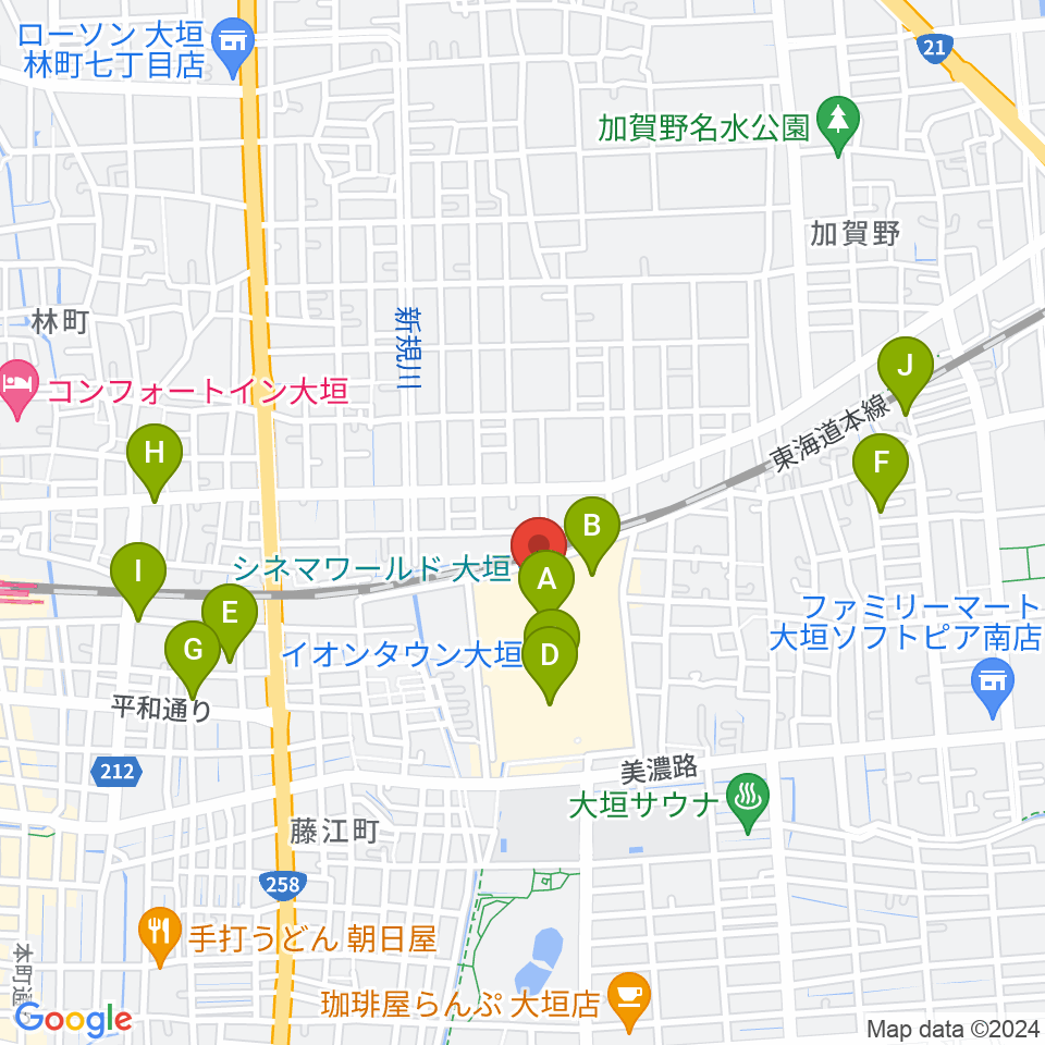 シネマワールド大垣周辺の駐車場・コインパーキング一覧地図