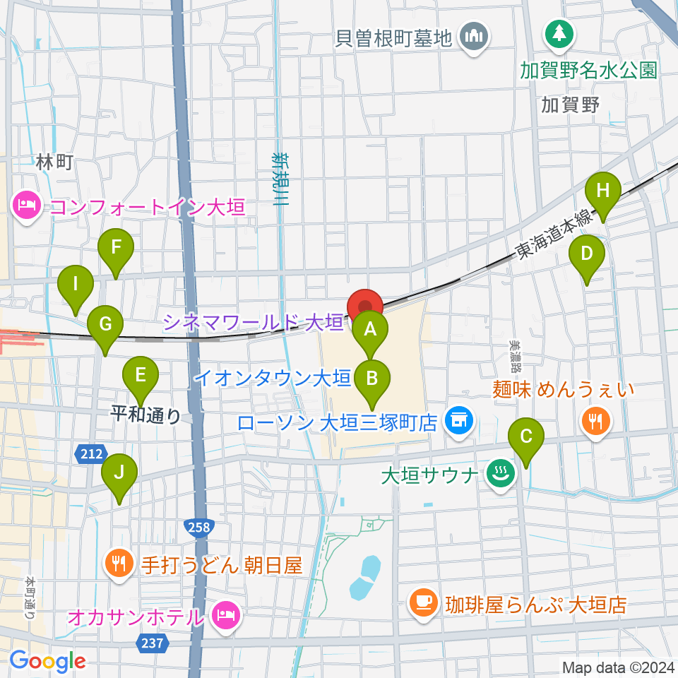 シネマワールド大垣周辺の駐車場・コインパーキング一覧地図