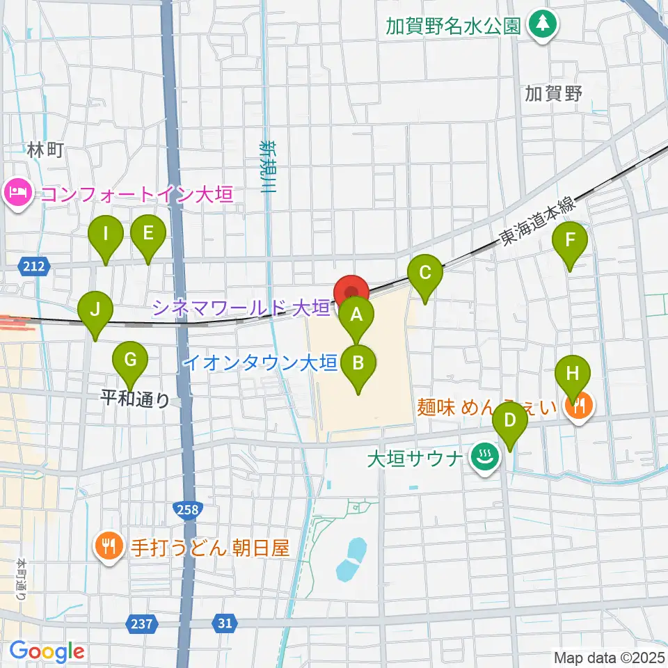シネマワールド大垣周辺の駐車場・コインパーキング一覧地図