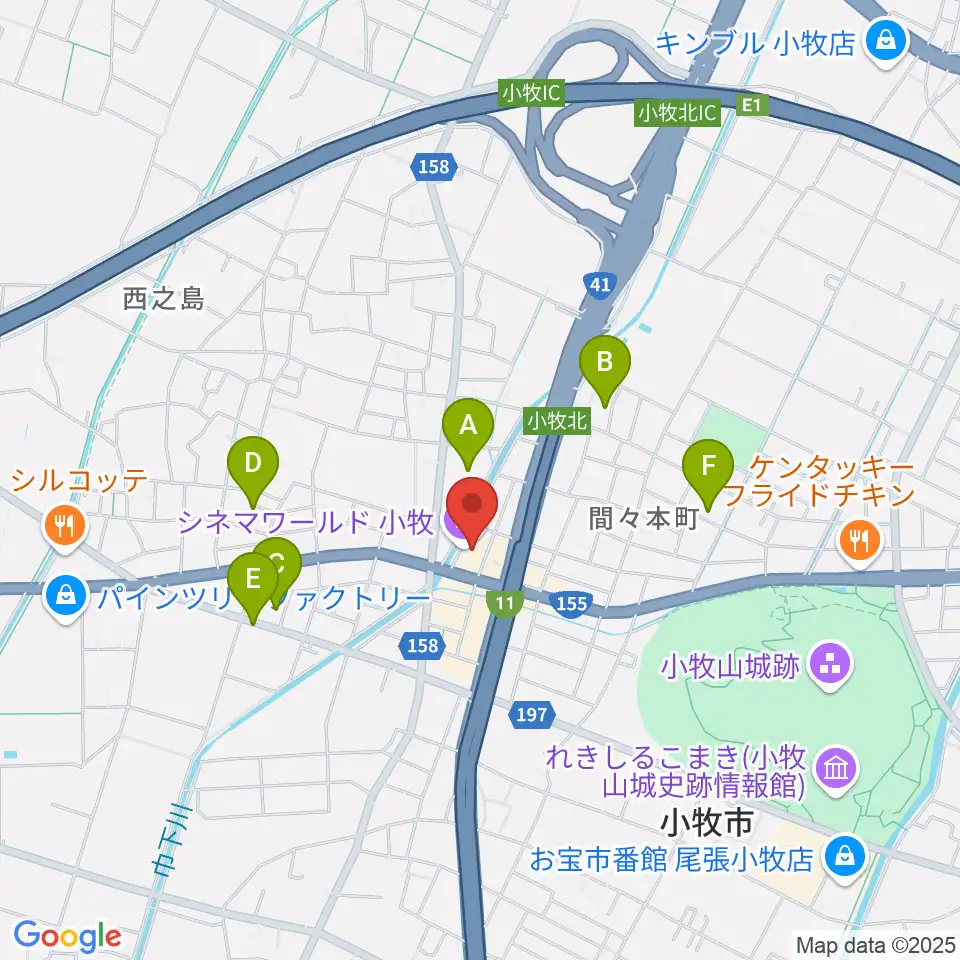 シネマワールド小牧周辺の駐車場・コインパーキング一覧地図