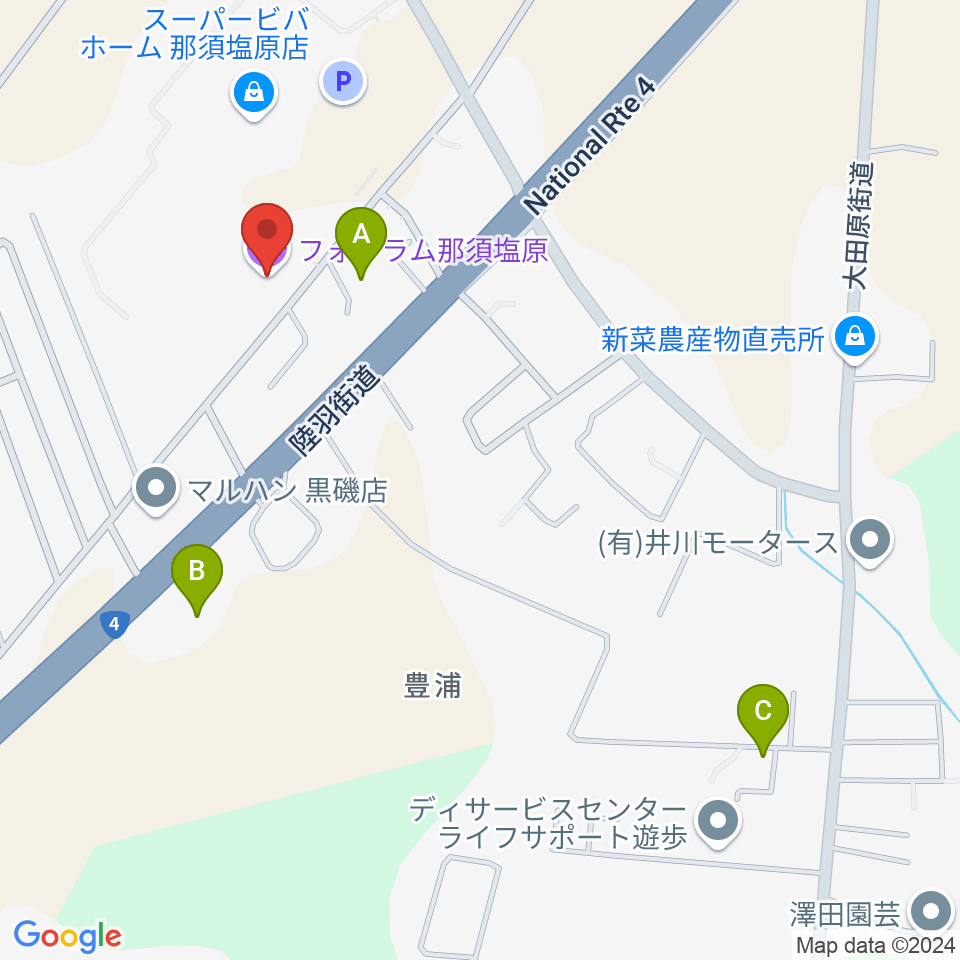 フォーラム那須塩原周辺の駐車場・コインパーキング一覧地図