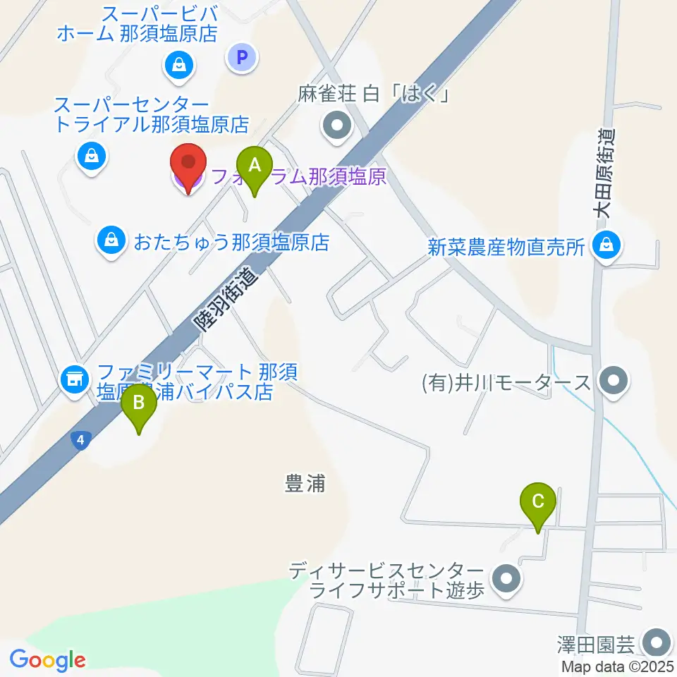 フォーラム那須塩原周辺の駐車場・コインパーキング一覧地図