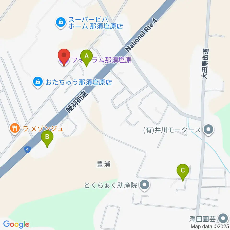 フォーラム那須塩原周辺の駐車場・コインパーキング一覧地図