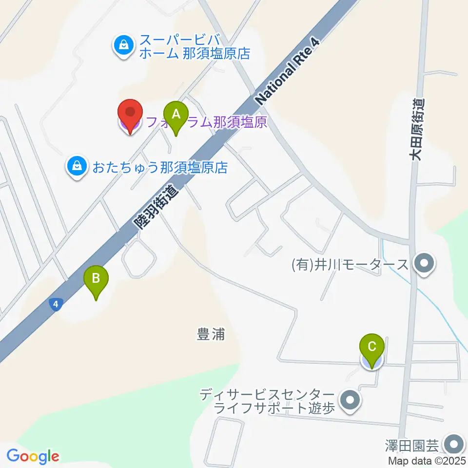フォーラム那須塩原周辺の駐車場・コインパーキング一覧地図
