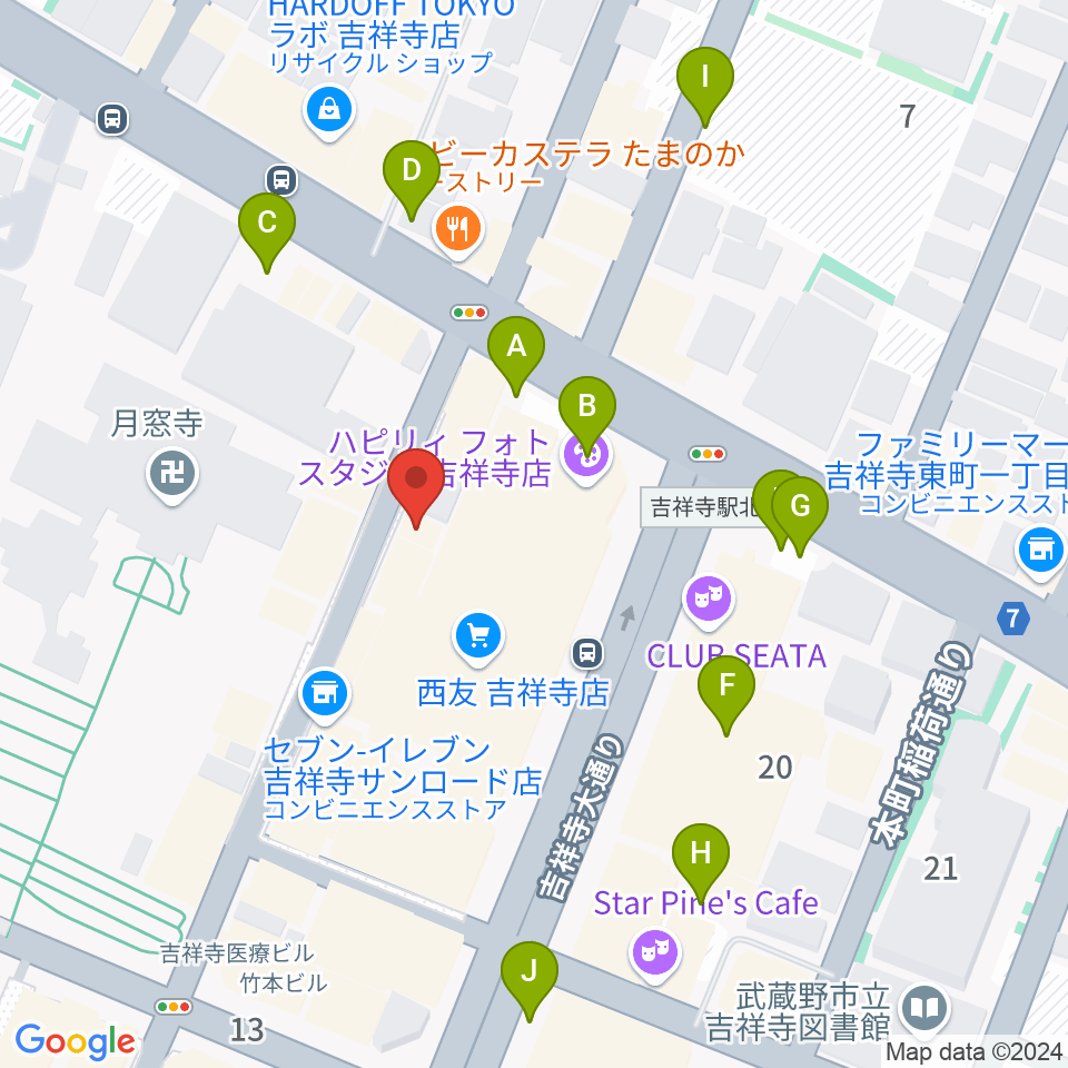 吉祥寺Mojo Cafe周辺の駐車場・コインパーキング一覧地図