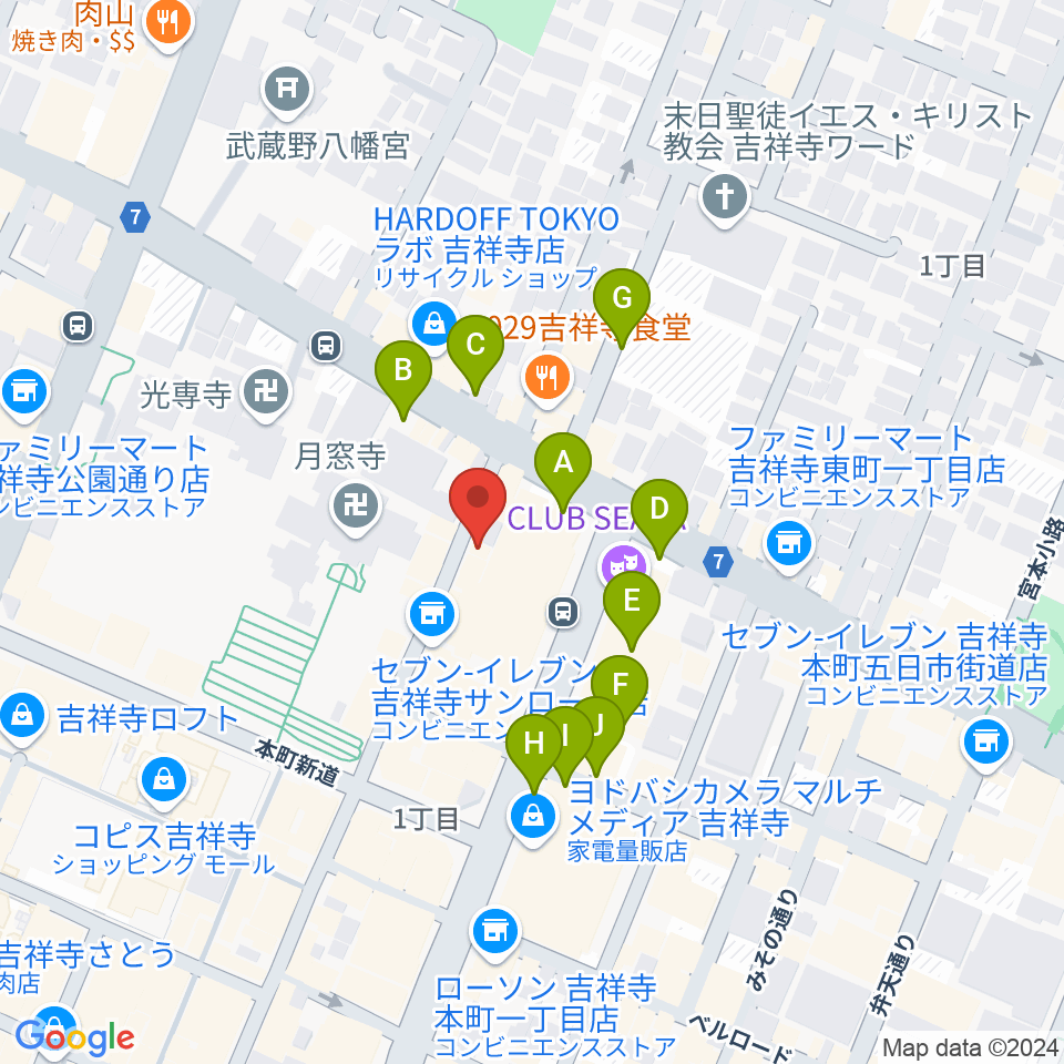 吉祥寺Mojo Cafe周辺の駐車場・コインパーキング一覧地図