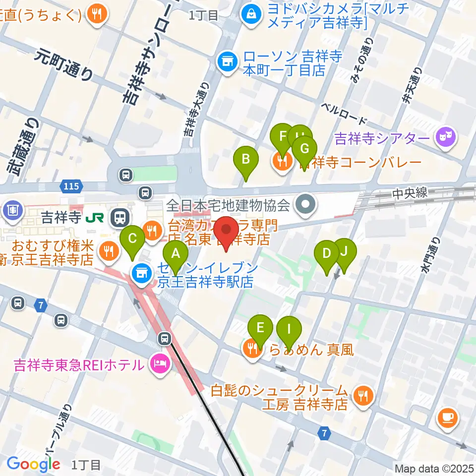 吉祥寺オデヲン周辺の駐車場・コインパーキング一覧地図