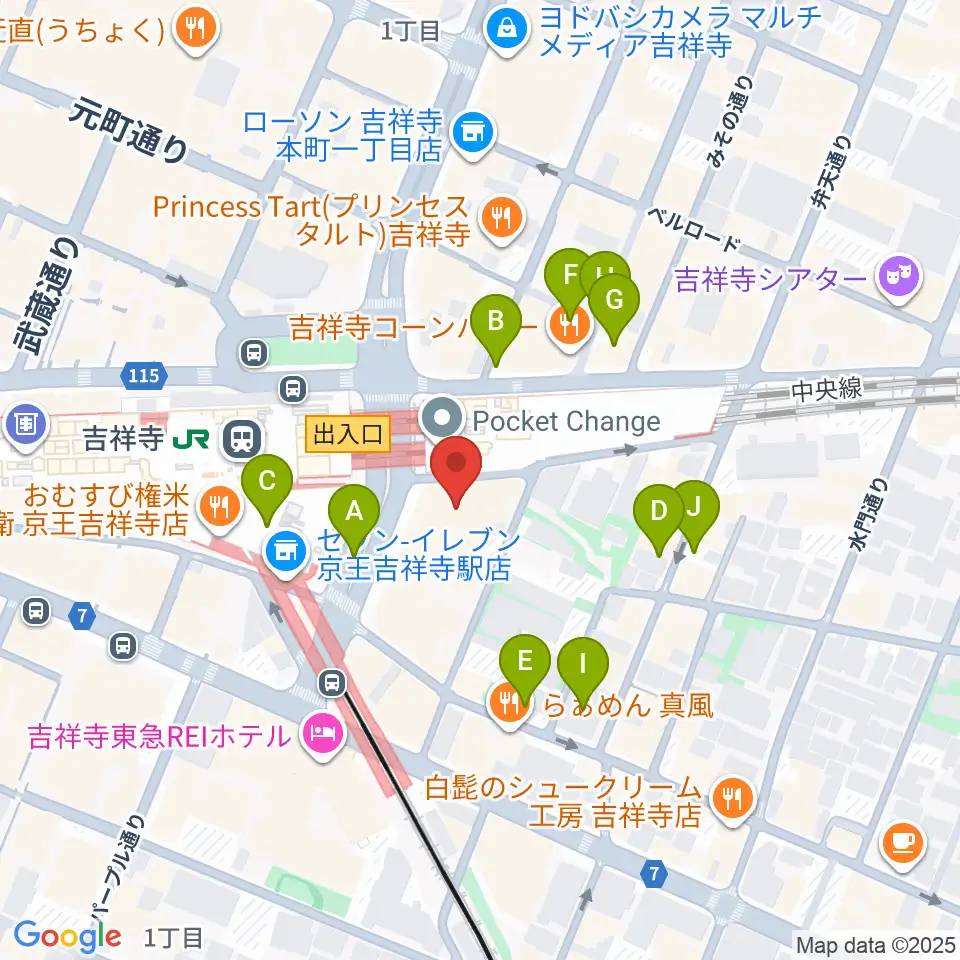 吉祥寺オデヲン周辺の駐車場・コインパーキング一覧地図