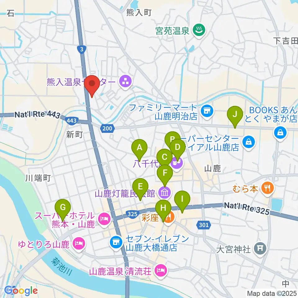 山鹿楽器店 N,Y-MUSIC周辺の駐車場・コインパーキング一覧地図