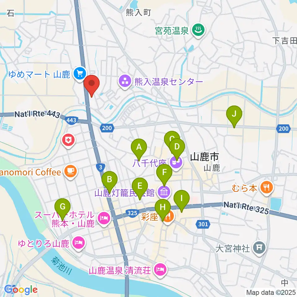 山鹿楽器店 N,Y-MUSIC周辺の駐車場・コインパーキング一覧地図