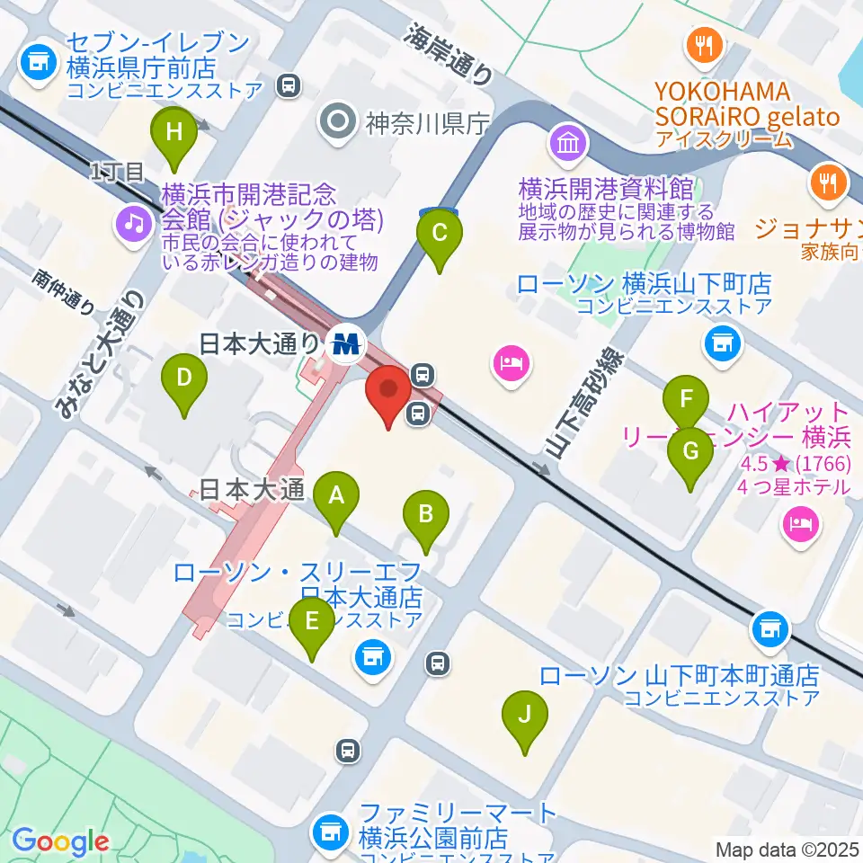 横浜情報文化センター周辺の駐車場・コインパーキング一覧地図